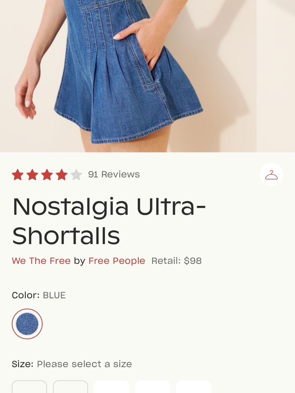 Nostalgia Short-alls We The Free Washed Denim Romper - Dark Blue NWT - Picture 4 of 9